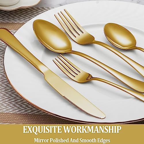 40 Pcs Gold Silverware Set Service for 8 (Gold)