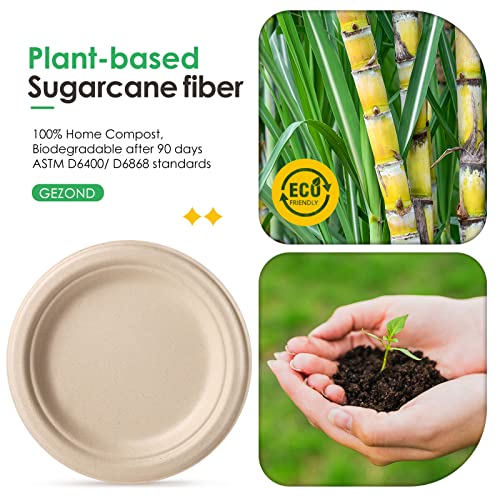 Small Paper Plates 7 Inch 150 Pack Compostable Dessert Plates (Brown / 7in 150pcs)