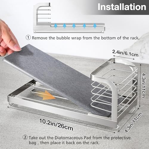 Wipe Free Sink Organizer with Drying Stone (Silver)