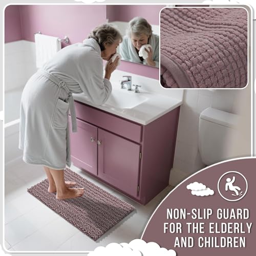Long Bathroom Rugs Non Slip Washable 44x24 Inch