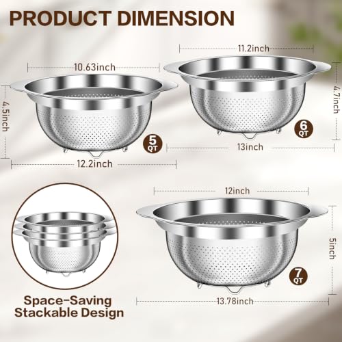 Large Strainers and Colanders (5+6+7QT)