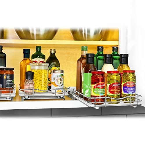 Pull Out Spice Organization for Cabinets (Chrome / 10-1/4" - 1 Tier)