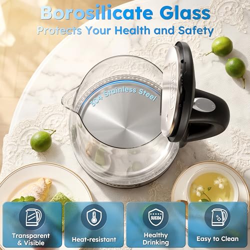 2.0L Glass Electric Kettle (2.1 Quarts / Black)