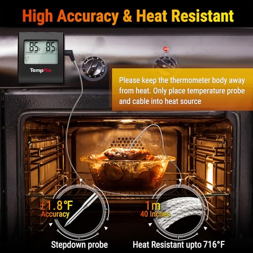 TempTrack Large LCD Digital Meat Thermometer for Cooking