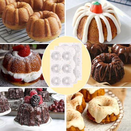3 Pcs Mini Fluted Cake Pan (Fluted Tube Pan C - 3 Pack)