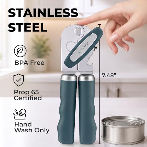 Stainless Steel Swing Open Manual Can Opener Comfortable Grip (Green / Swing Open)