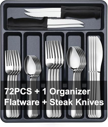 73 Piece Silverware Set with Organizer (73Pcs)