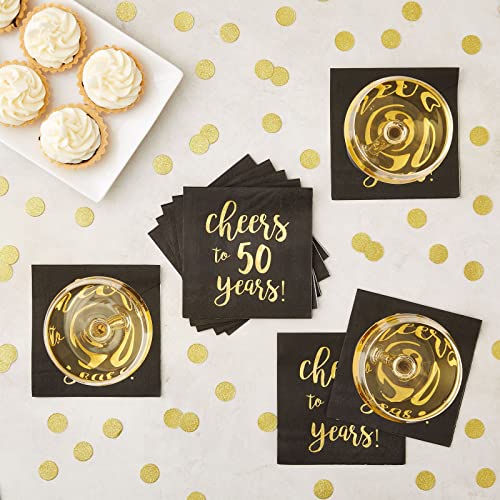 50 Pack Cheers to 50 Years Printed Cocktail Napkins for 50th Birthday and Anniversary (50 Pack)