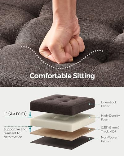 30 Inches Folding Storage Ottoman Bench (Brown / 15"D x 30"W x 15"H (without Flipping Lid))