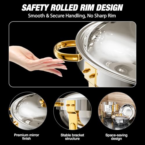 Round Chafing Dishes for Buffet (Half Gold)