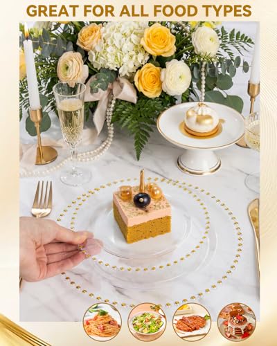 180pcs Clear Gold Plastic Dinnerware Set for Wedding Party (Clear and Gold Plastic Dinnerware Set / 180PCS)