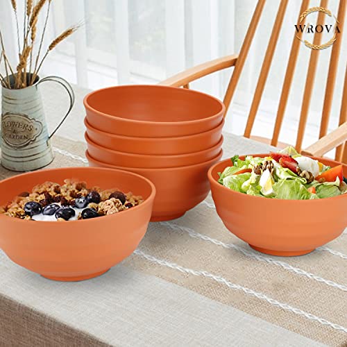 Wheat Straw Bowls Set 60 OZ Unbreakable Large Cereal Bowls Set of 6 Microwave and Dishwasher Safe Bowls Big Bowls for Eating BPA Free Soup Bowl for Serving Oatmeal and Salad Orange (60 oz / Orange)