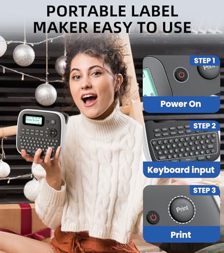 D210S Label Maker Machine with Tape (Gray)