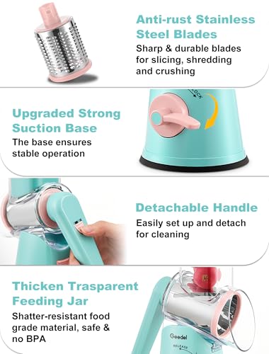 Rotary Cheese Grater Hand Crank (Tiffany Blue / 5 Blades)