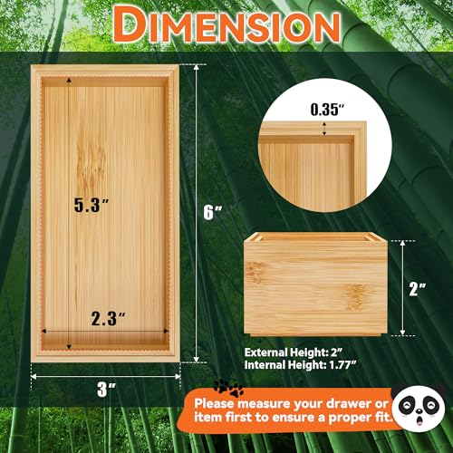Bamboo Kitchen Drawer Organizer (6 x 3 x 2 Inch / Yellow)