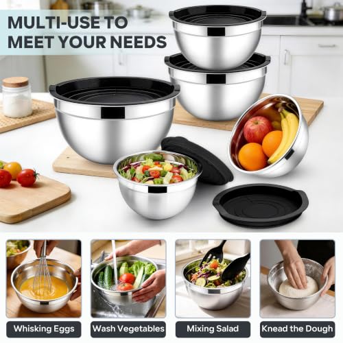 Mixing Bowls with Lids Set (Black / 10 Piece)