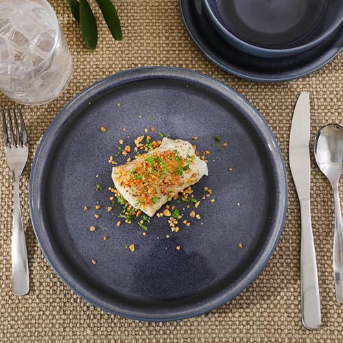 Reactive Stoneware Dinnerware Set (Service for 4 (12pcs) / Blue (Tahoe Sunset))