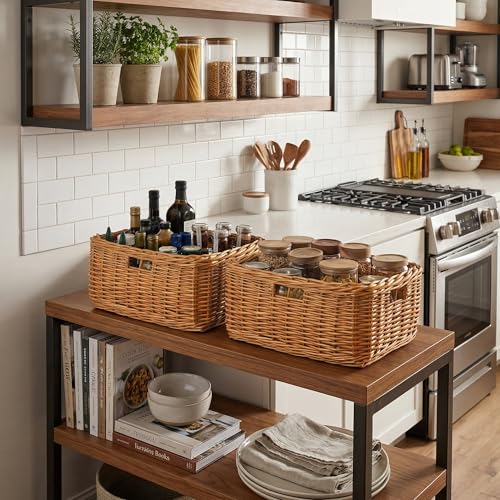 Pantry Baskets (Willow(Light Brown) / 16½"L x 13"W x 7½"H)