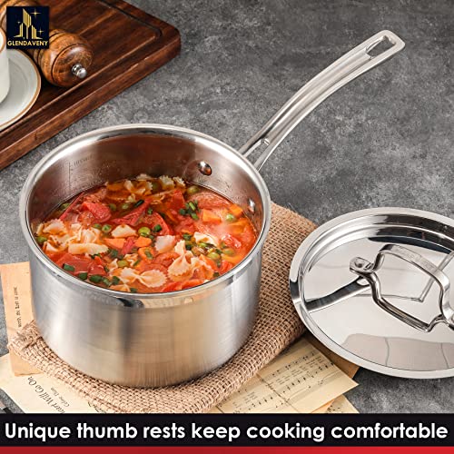 Tri Ply Stainless Steel Sauce Pan with Lid (3 Quarts)