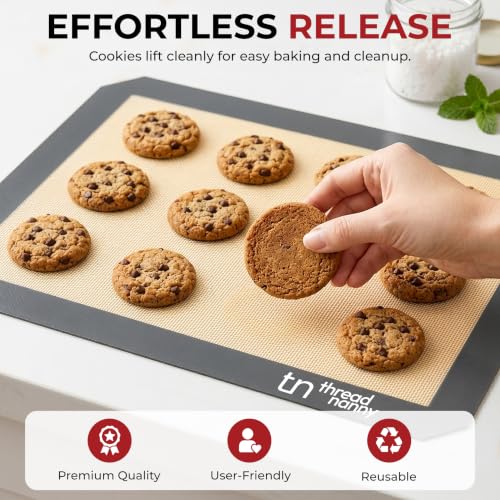 Silicone Baking Mats Half Sheet Non Stick for Oven Reusable 4 Pack (Baking Mat / 4 Half Sheets)