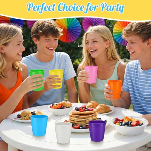 36 Pcs Kids Plastic Cups 8 oz Drinking Toddler Cups (Cute)