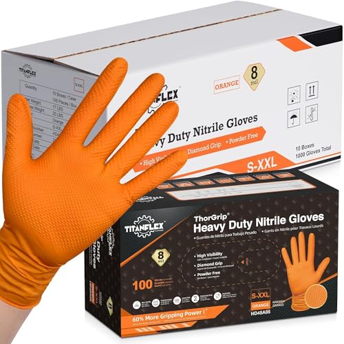 Heavy Duty Industrial Orange Nitrile Gloves (03 8mil (1000ct) / Large)