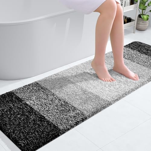 Bathroom Runner Rug 59x17 (59" X 17" / Black)