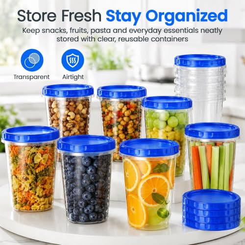 Freezer Storage Containers (12 PACK - 32 OZ - BLUE)
