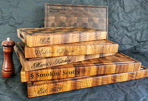 Personalized End Grain Walnut Cutting Board (14x9x2 Inches)
