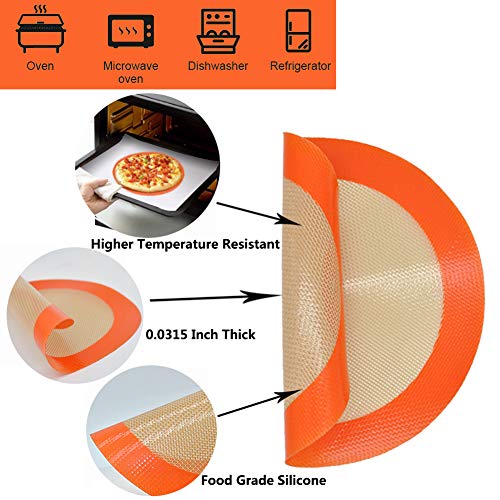 Round Silicone Baking Mats for 8 Inch Cake Pan (Bright Orange / 8"L x 8"W)