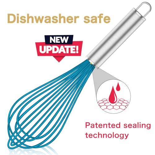 Whisk Sturdy Stainless Steel Wires Coated in Professional Silicone (Premium(Mixing Pack))