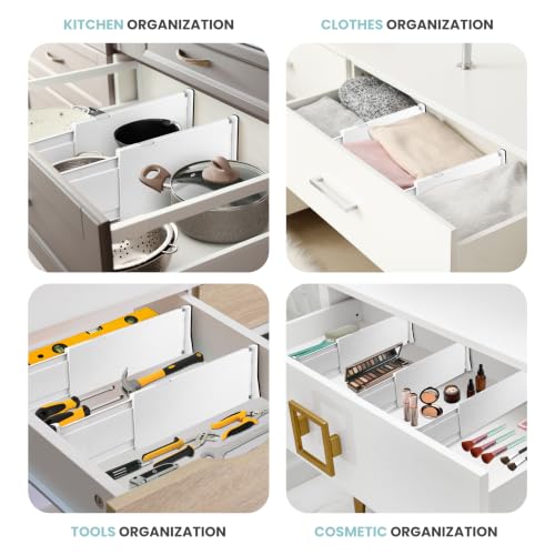White Expandable Drawer Dividers (5" Tall, 13"-22" Long)