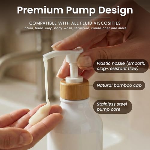Soap Dispenser Bathroom Set of 2 (White Bottles White Pumps)