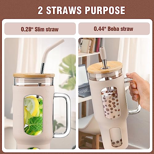 Glass Tumbler with Lid and Straw (Amber / 46 Ounces)