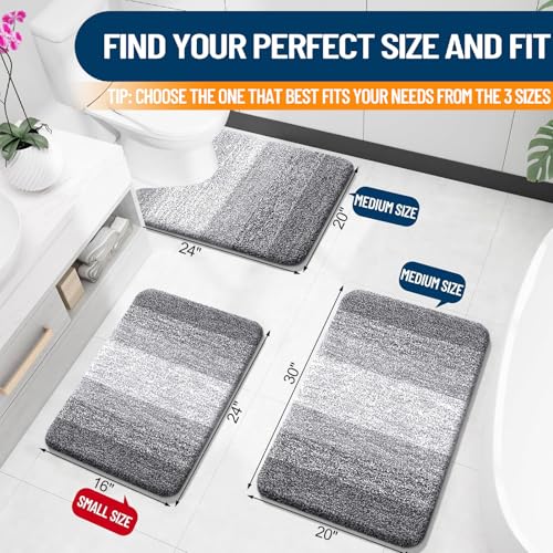 Bathroom Runner Rugs Mat 44x20 (44" X 20" / Grey)