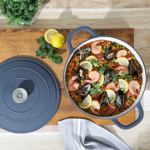 Artisan 7 Quart Round European Enameled Cast Iron Dutch Oven (Matte Navy Blue / 7-Quart)