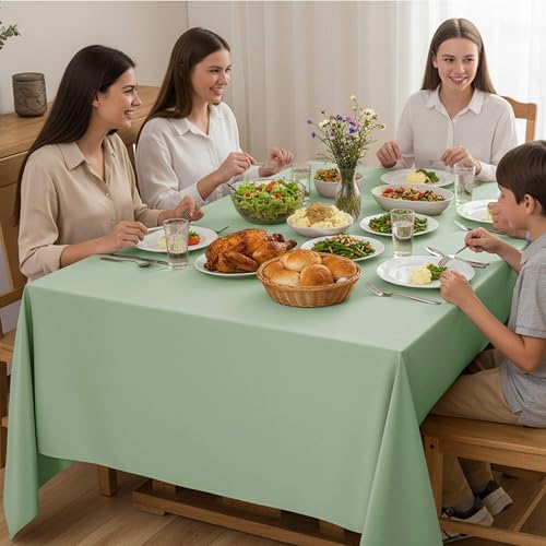 10 Pack Sage Green Tablecloths for Rectangle Tables (Sage Green / 70x120 In, 10 Pack)