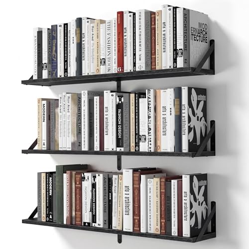 Floating Shelves for Wall (Black / 31.5"W x 5.9"D x 5.4"H,Set of 3)