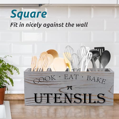 Extra Large Utensil Holder Countertop for Kitchen Counter (Grey)