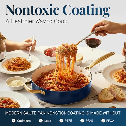 4 Qt Deep Saute Pan with Lid (Navy Cream / 4 Qt)