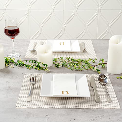 Paper Rectangle Gold Letter B Linen (Gold / 2000 Count / B)