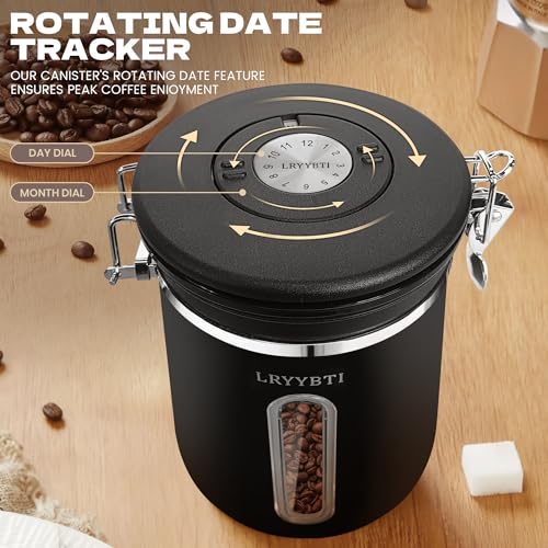 Airtight Coffee Canister 38oz Stainless Steel (Black / 38 oz)
