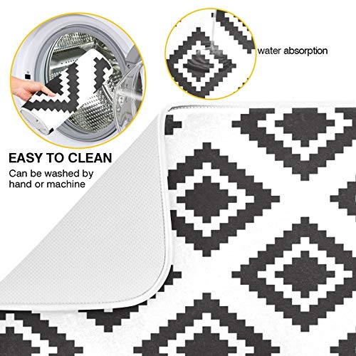Super Absorbent Dish Drying Mat (Grey Moroccan Rhombus Plaid / 18" x 24")