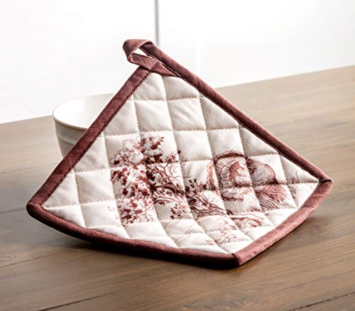 100% Cotton Oven Mitt & Pot Holder Set (098 - Holy Jouy - Brown / 7.5" x 13" & 8" x 8" (Oven Mitt & Pot Holder))