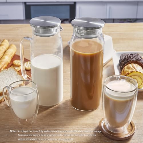 1.6 Liter 54 oz Glass Pitcher with Lid and Handle
