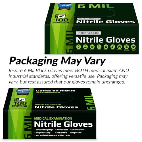 Black Nitrile Gloves HEAVY DUTY 6 Mil Nitrile Chemical Resistant Medical Cooking Cleaning Disposable Black Gloves Case (Medium / Black 6mil Case of 1000)