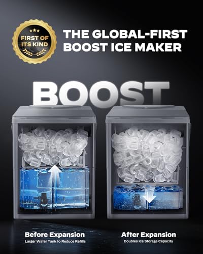 Countertop Ice Maker with Expanding 2.5L Ice Basket (Grey / 26.5 lbs)