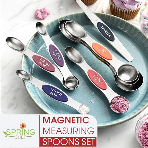 Stainless Steel 8 Magnetic Measuring Spoons (Mountain Sunrise / 1-Pack)