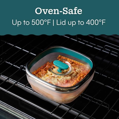 5.5 Cup Square Glass Food Storage with Lid (Black)