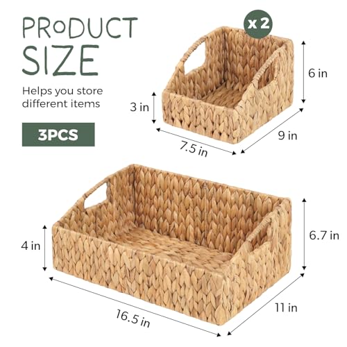 Set of 3 Handwoven Storage Baskets (Light Brown)